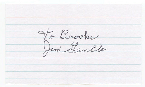 Jim Gentile Signed 3x5 Index Card Autographed Signature Baseball Orioles