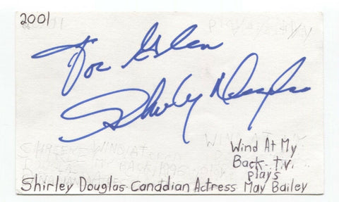 Shirley Douglas Signed 3x5 Index Card Autographed Signature Actress Corner Gas