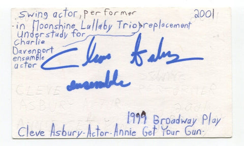Cleve Asbury Signed 3x5 Index Card Autographed Actor Royal Pains Chicago