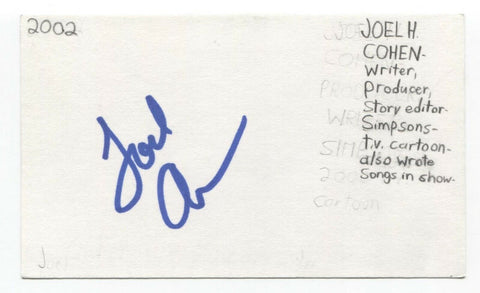 Joel H. Cohen Signed 3x5 Index Card Autographed Writer for The Simpsons