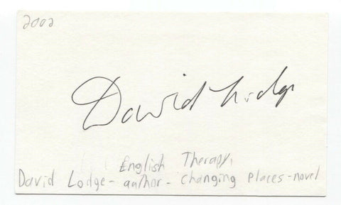 David Lodge Signed 3x5 Index Card Autographed Signature English Author Writer