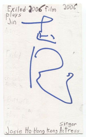 Josie Ho Signed 3x5 Index Card Autographed Signature Actress
