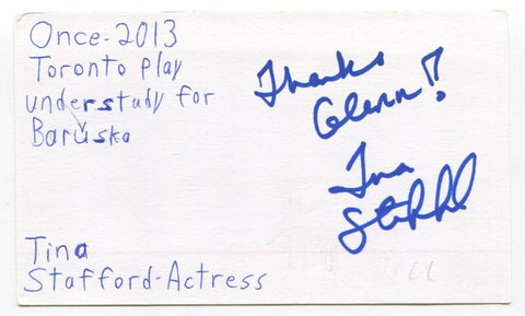 Tina Stafford Signed 3x5 Index Card Autographed Actress Once