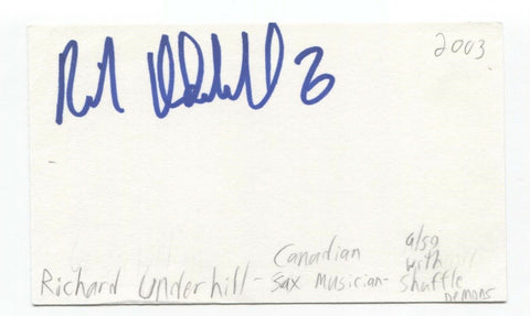 Richard Underhill Signed Index 3x5 Card Autographed Signature Saxophonist