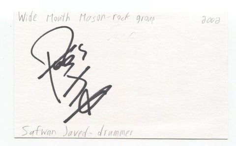 Wide Mouth Mason - Safwan Javed Signed 3x5 Index Card Autographed Signature