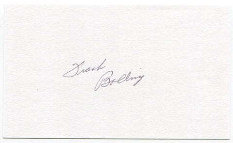 Francis "Frank" Bolling Signed 3x5 Index Card Autographed Detroit Tigers MLB