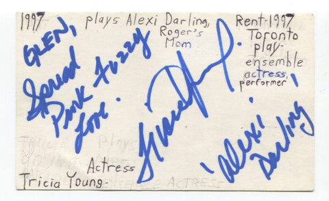 Tricia Young Signed 3x5 Index Card Autographed Actress Andromeda Twilight Zone