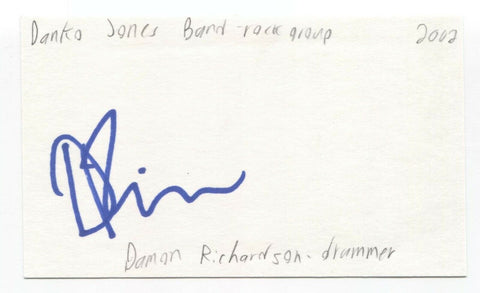 Danko Jones Band - Damon Richardson Signed 3x5 Index Card Autographed Signature
