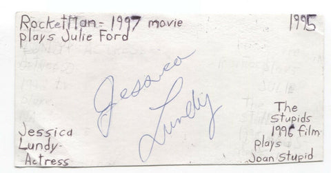 Jessica Lundy Signed Index Card Autograph Signature Actress Northern Exposure