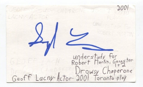 Geoff Lacny Signed 3x5 Index Card Autographed Actor Queer As Folk