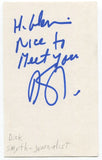 Dick Smyth Signed 3x5 Index Card Autographed Signature Canadian Journalist