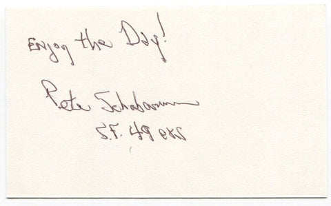 Peter Schabarum Signed 3x5 Index Card Autographed NFL Football SF 49ers