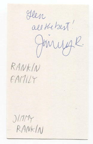 The Rankin Family - Jimmy Rankin Signed 3x5 Index Card Autographed Signature