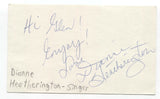 Dianne Heatherington Signed 3x5 Index Card Autographed Singer