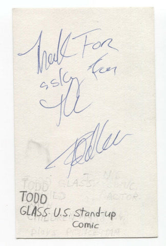 Todd Glass Signed 3x5 Index Card Autographed Signature Comedian