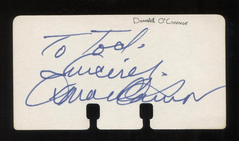 Donald O'Connor Signed Card Vintage Autographed Cut Signature Index Card 1970's