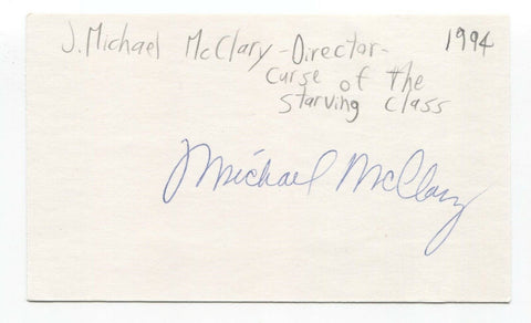 J. Michael McClary Signed Index Card Autograph Signature Film Director