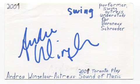 Andrea Wingelaar Signed 3x5 Index Card Autographed Actress Sound Of Music