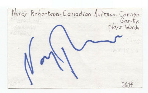 Nancy Robertson Signed 3x5 Index Card Autographed Signature Actress Corner Gas