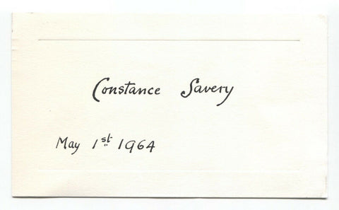 Constance Savery Signed Card Autographed Signature Writer Author