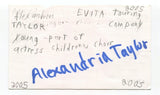 Alexandria Taylor Signed 3x5 Index Card Autographed Actress Evita