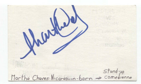 Martha Chaves Signed 3x5 Index Card Autographed Signature Comedian Comic Actress