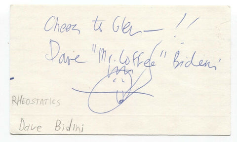 Rheostatics - Dave Bidini Signed 3x5 Index Card Autographed Signature