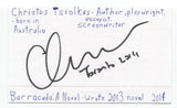 Christos Tsiolkas Signed 3x5 Index Card Autographed Signature Author Writer