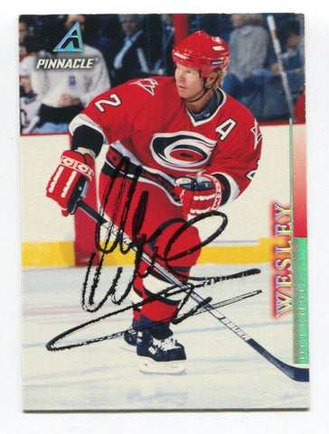 1997 Pinnacle Glen Wesley Signed Card Hockey NHL Autograph AUTO #132