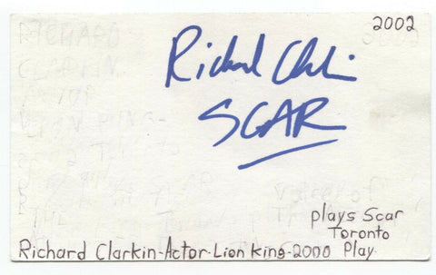 Richard Clarkin Signed 3x5 Index Card Autograph Signature Actor