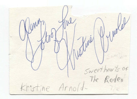 Sweethearts of the Rodeo - Kristine Arnold Signed Index Cut 3x5 Card Autographed