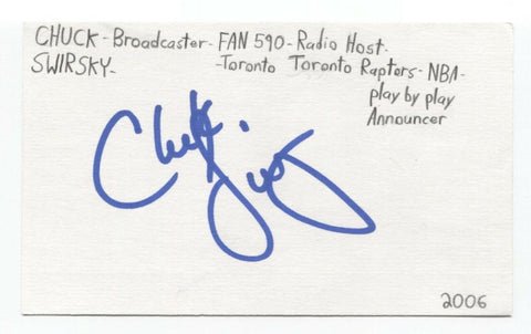 Chuck Swirsky Signed 3x5 Index Card Autograph NBA Basketball Bulls Sportscaster