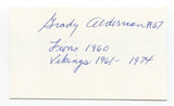 Grady Alderman Signed 3x5 Index Card Autographed NFL Football Minnesota Vikings