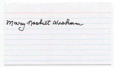 Mary Nesbitt Wisham Signed 3x5 Index Card Autographed Baseball AAGPBL