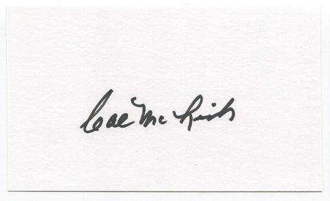 Cal McLish Signed 3x5 Index Card Autographed MLB Baseball Brooklyn Dodgers