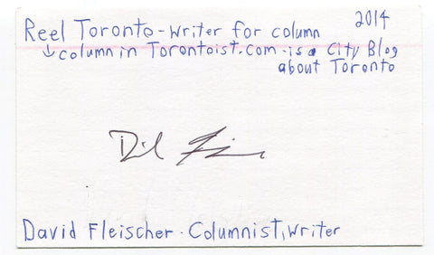 David Fleischer Signed 3x5 Index Card Autographed Canadian Writer