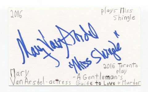 Mary Van Arsdel Signed 3x5 Index Card Autograph Actor Gilmore Girls LA Law