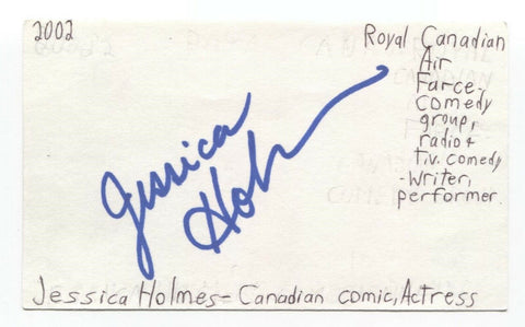Jessica Holmes Signed 3x5 Index Card Autograph Signature Actress Comedian
