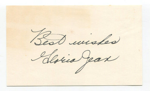 Gloria Jean Signed 3x5 Index Card Autographed Actress