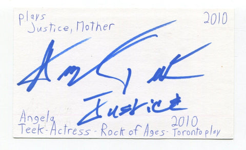 Angela Teek Signed 3x5 Index Card Autographed Actress Rock of Ages Baywatch