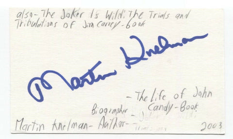 Martin Knelman Signed 3x5 Index Card Autographed Signature Author Writer