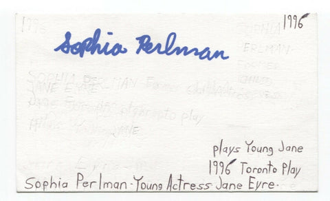 Sophia Perlman Signed 3x5 Index Card Autographed Signature Actress Jane Eyre