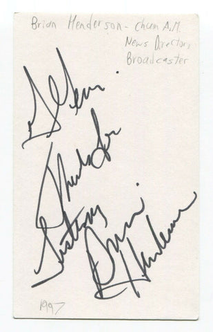 Brian Henderson Signed 3x5 Index Card Autographed Signature News CHUM-AM 