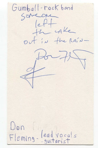 Don Fleming Signed 3x5 Index Card Autographed Signature Sonic Youth