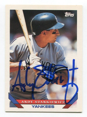 1993 Topps Andy Stankiewicz Signed Card Baseball MLB Autographed AUTO #348