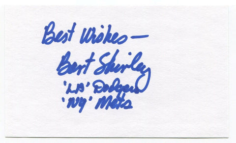 Bart Shirley Signed 3x5 Index Card Autographed MLB Baseball Los Angeles Dodgers