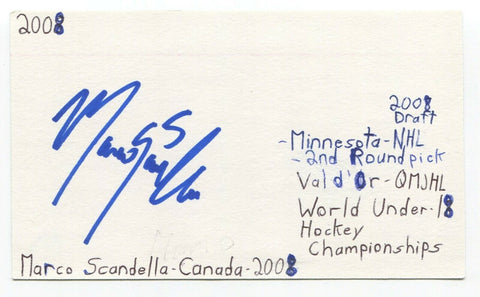 Marco Scandella Signed 3x5 Index Card Autographed NHL Hockey SUPER EARLY CAREER