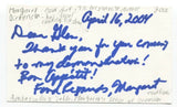 Margaret Dickenson Signed 3x5 Index Card Autographed Canadian Chef Cooking 