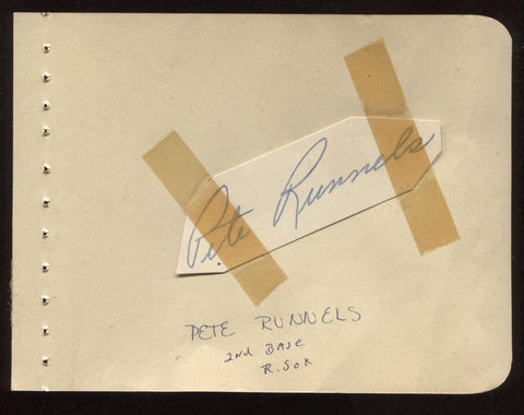 Pete Runnels (d. 1991)Signed Album Page Autographed Signature Vintage Auto