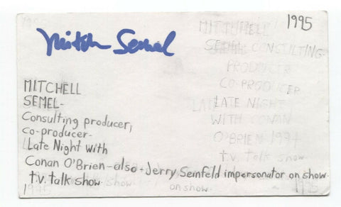 Mitchell Semel Signed 3x5 Index Card Autographed Signature Producer Conan